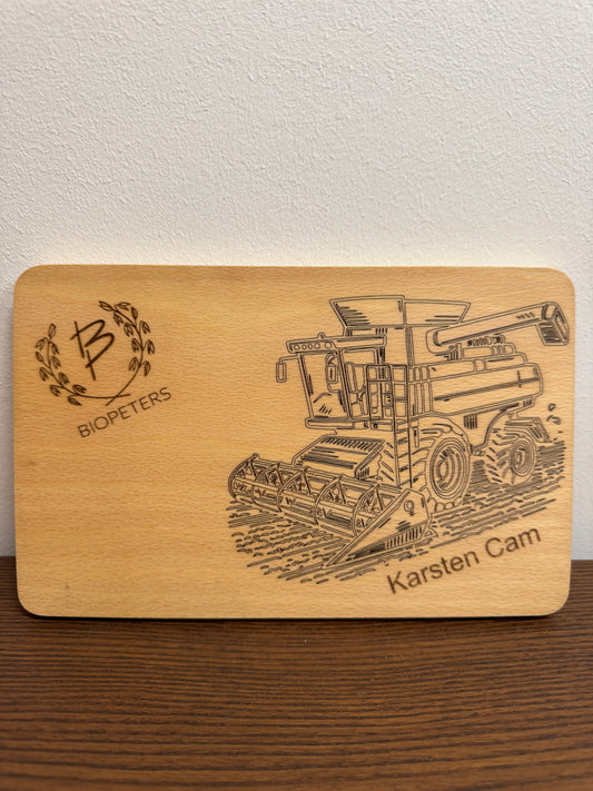 Holz-Frühstücksbrett mit Drescher Gravur